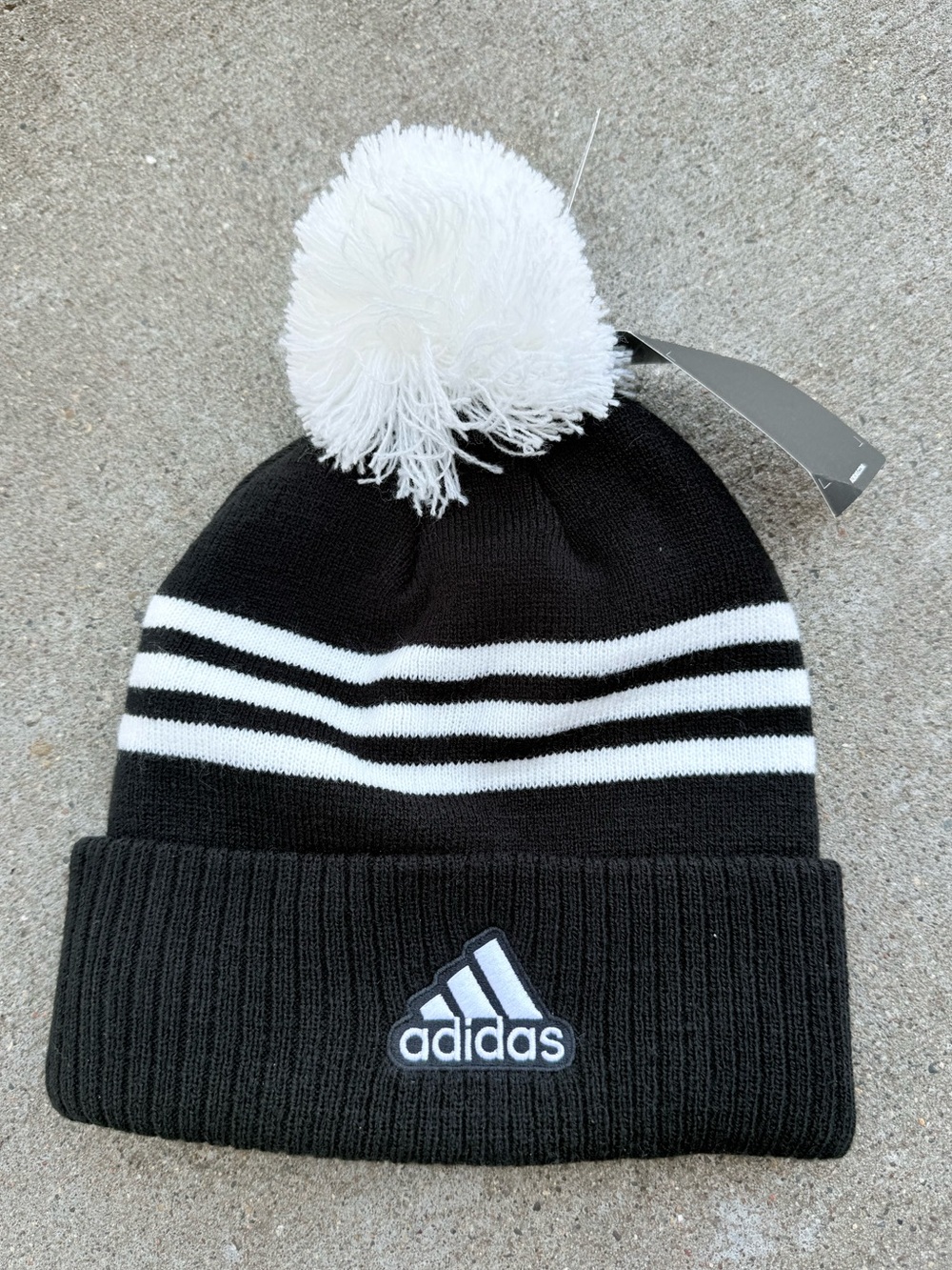 NWT Adidas Black and White Beanie Pom Pom Hat North Dakota